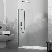 Душевая перегородка RGW Walk In WA-110-B 80 см профиль черный, стекло прозрачное