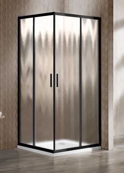 Душевой уголок Vincea Garda 90х90 см профиль черный, стекло шиншилла VSS-1G900CHB (детальная фотография)