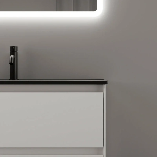 Тумба под раковину подвесная Sancos Cento 80 см белая CN80W (детальная фотография), окрашенные