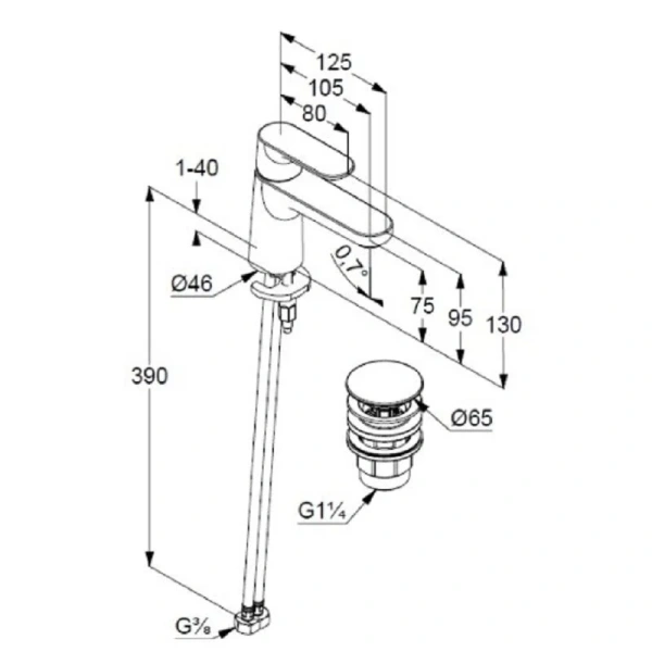 Смеситель для раковины Kludi Louva хром 242660575 (детальная фотография), для раковины