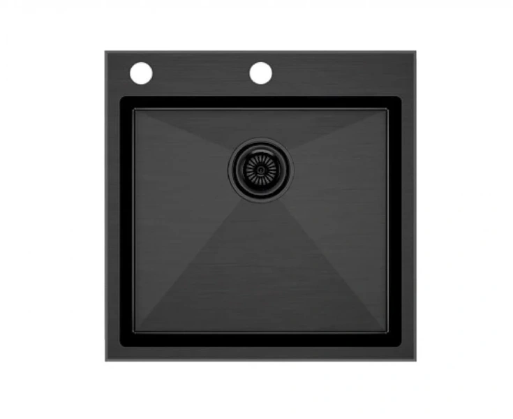 Мойка для кухни Paulmark Kroner-Edge 51 см вороненая сталь PM775151-GM (детальная фотография)