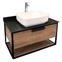 Тумба с раковиной подвесная Comforty Кёльн 90 см дуб темный