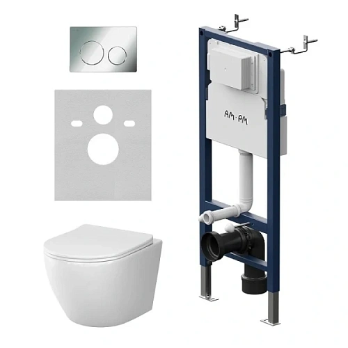 Унитаз с инсталляцией Am.Pm Like с клавишей хром - фото 3