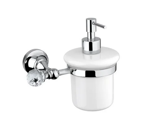 Дозатор для мыла Cezares Olimp хром с кристаллом Swarovski OLIMP-SOI-01-Sw (детальная фотография), классические, ретро, с кристаллами swarovski