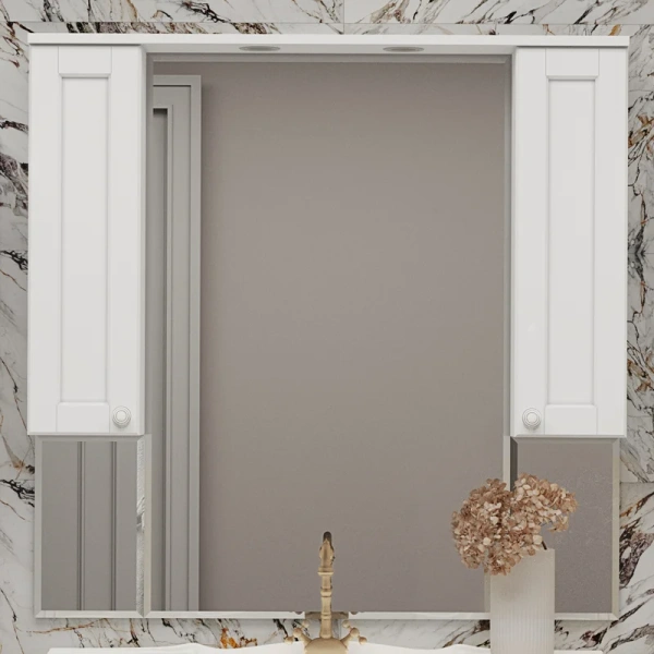 Зеркальный шкаф с подсветкой Misty Латте 105 см белый П-Лат02105-011 (детальная фотография)