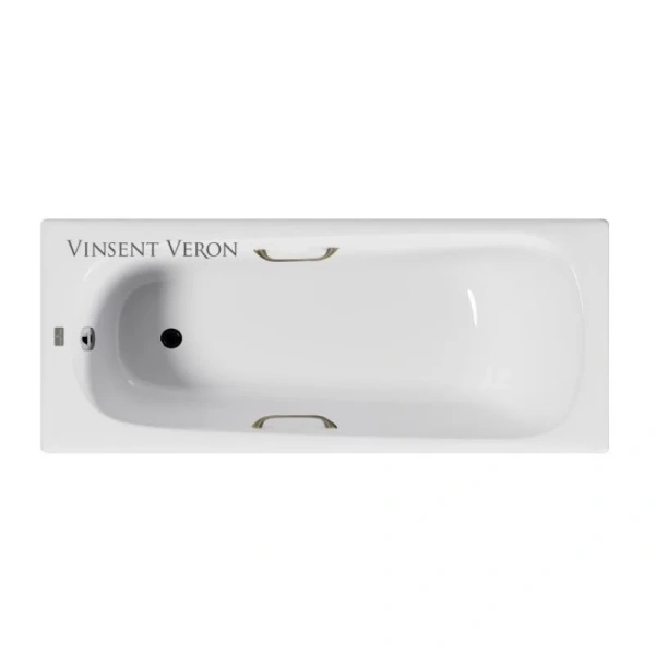 Чугунная ванна Vinsent Veron Concept VCO1507042H/VH0012BR, 150 x 70 см, ручки бронза, цвет белый (детальная фотография), современныe, hi-tech