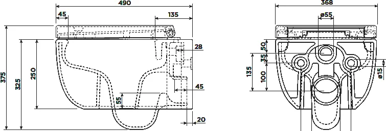 Унитаз с инсталляцией BERGES Ego кнопка хром глянец 047243 (детальная фотография), с инсталляцией index_4