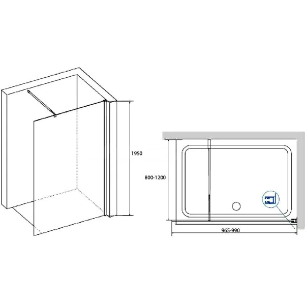 Душевая перегородка RGW Walk In WA-02-1 100 см профиль хром стекло рифленое 411002110-41 (детальная фотография), современные, hi-tech