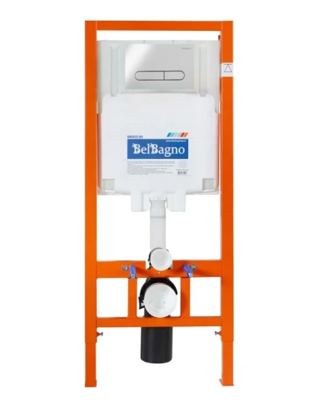 Унитаз с инсталляцией BelBagno Amanda белый BB051CHR/BB051SC/BB002-80/BB005-PR-CHROME (детальная фотография), с инсталляцией