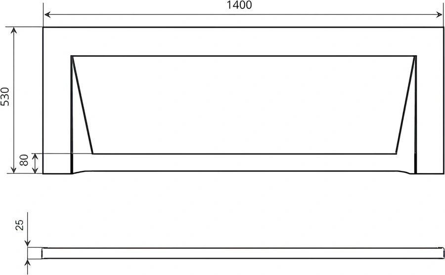 Фронтальная панель Timo 140х53 см прямоугольная FP14S (детальная фотография), в наличии