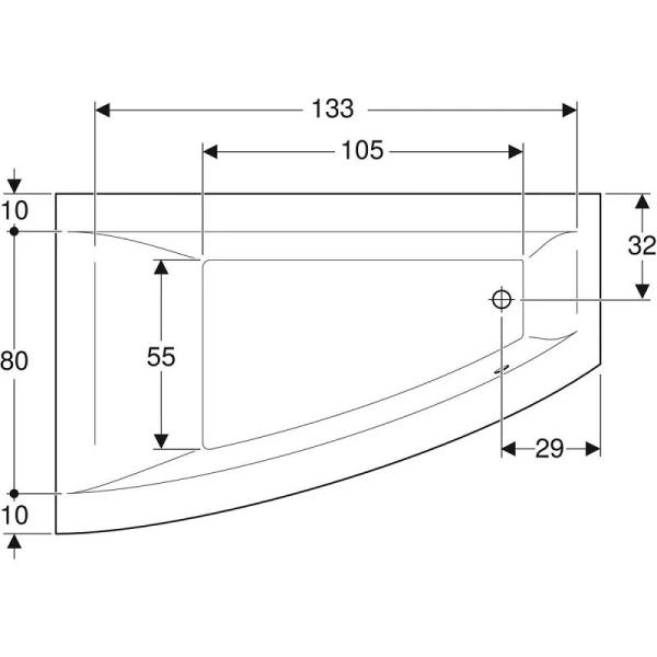 Ванна акриловая Geberit Renova Plan R/L, 160 х 100 см, белая 554.320.01.1 (детальная фотография), 160 см