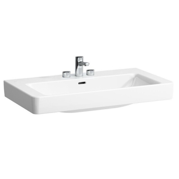 Раковина Laufen Pro S 85 см с 3 отверстиями для смесителя, с отверстием перелива 8.1396.5.000.108.1 (детальная фотография)