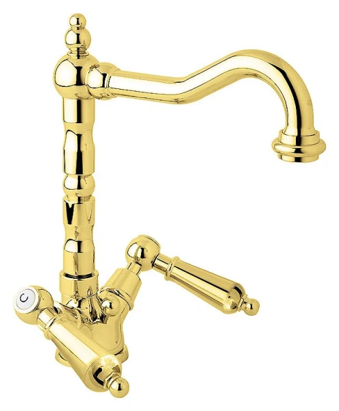 Смеситель для раковины Cezares First золото 24 карат, ручки металл FIRST-LS2-03/24-M (детальная фотография)