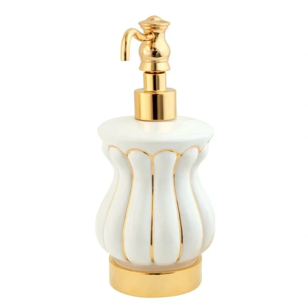 Дозатор для мыла Migliore Olivia керамика с золотым декором, золото 17514 (детальная фотография)