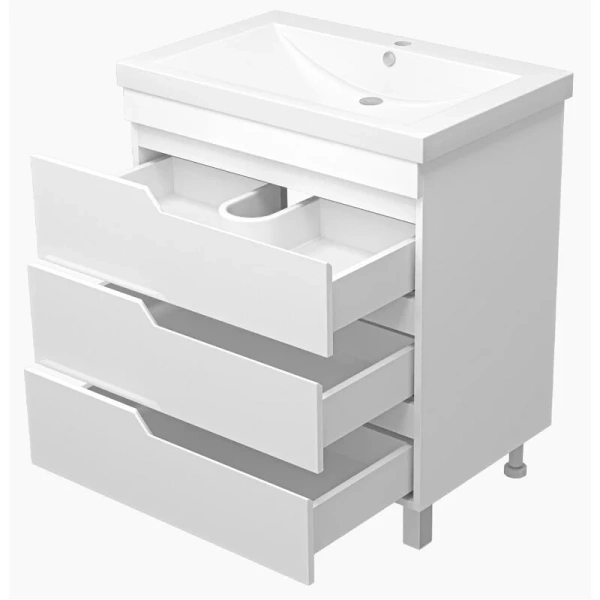 Тумба под раковину напольная Misty Софт 75 см с 3 ящиками П-Соф-01075-0113Я (детальная фотография), 75 см