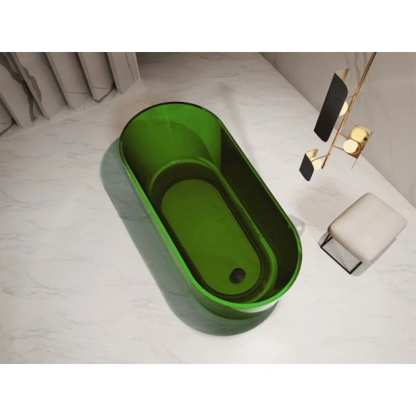 Ванна из полиэфирной смолы Abber Kristall 170x80 см зеленая AT9706Emerald (детальная фотография), без гидромассажа, большие