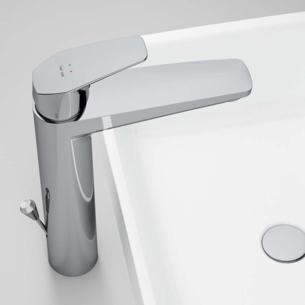 Смеситель для раковины AM.PM Gem с донным клапаном хром F9092200 (детальная фотография), однорычажные, двухрычажные