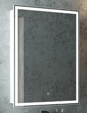 Зеркальный шкаф с подсветкой Misty Алюр 60 см правый, с розеткой