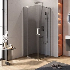 Душевой уголок Cezares Slider 90x90 см стекло серое профиль хром