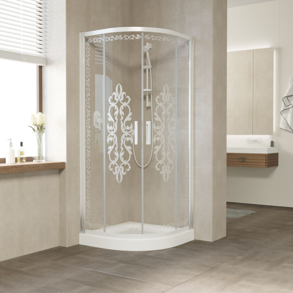 Душевой уголок профиль белый стекло Felicita2 Vegas-glass ZS 90 01 Felicita2 (детальная фотография)