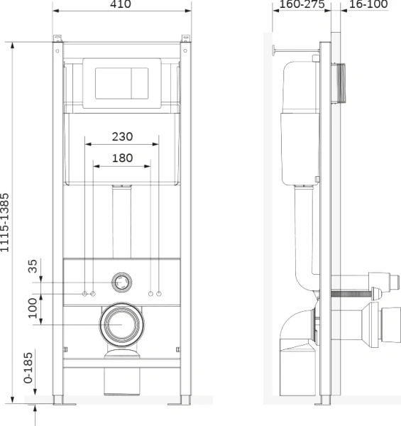 Инсталляция для унитаза Damixa с клавишей DX00.I011.0101 (детальная фотография), по запросу