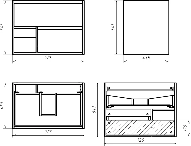 Тумба с раковиной подвесная Misty Дунай 75 см ЛДСП (детальная фотография), 75 см