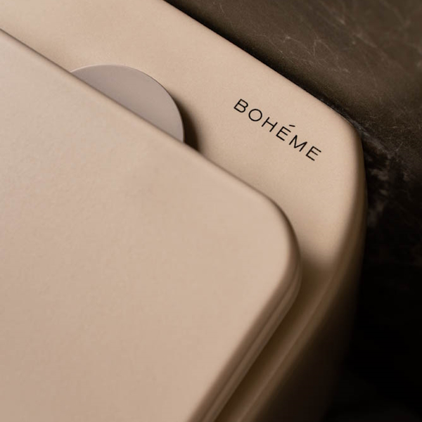 Унитаз подвесной Boheme Flow Latte Soft 969-SET-D (детальная фотография), современные, hi-tech, круглые
