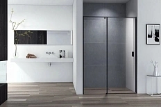 Душевая дверь в нишу Cezares Urban 130 см профиль чёрный