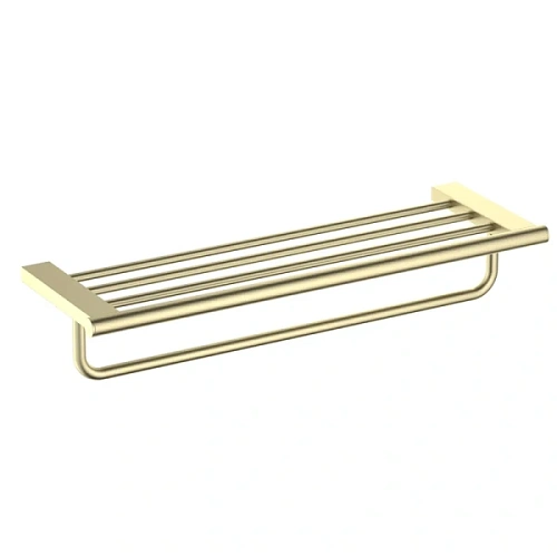 Полочка для ванной Timo Luiro с полотенцедержателем золото матовое - фото 4