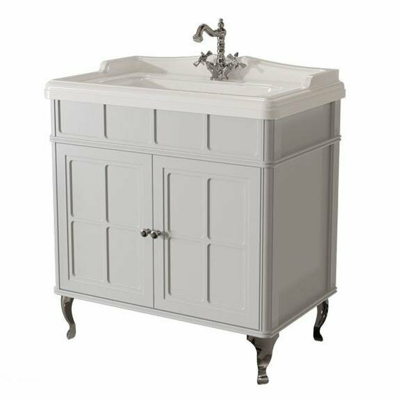 Тумба с раковиной напольная Caprigo Borgo 33412CH-B 80 см МДФ (детальная фотография), белая, серая, другие