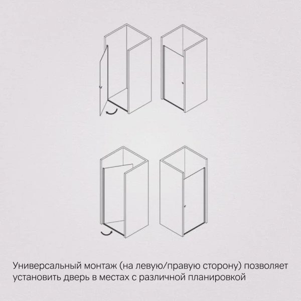 Душевая дверь в нишу Am.Pm Sunny 90 см профиль хром W87G-90-1P-MT (детальная фотография), 90 см