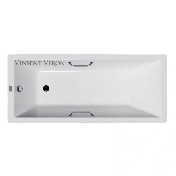 Чугунная ванна Vinsent Veron Square VSQ1407045H/VH0012CH, 140 x 70 см, ручки хром, цвет белый (детальная фотография)