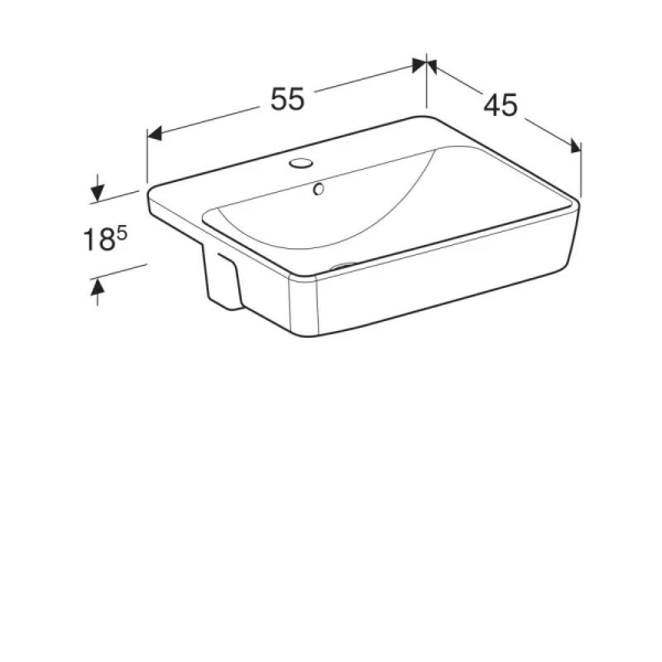 Раковина Geberit VariForm 55 см с отверстием под смеситель 500.681.01.1 (детальная фотография), встраиваемые (в столешницу), пристенные