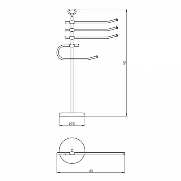 Стойка для ванной Migliore Mirella бронза 17196 (детальная фотография), классические, ретро