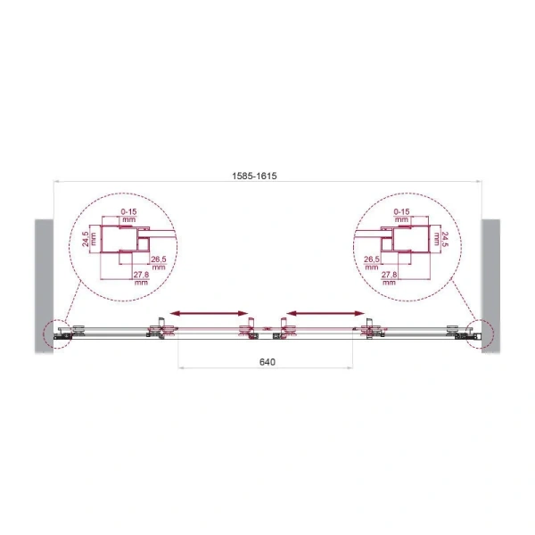 Душевая дверь в нишу BelBagno Luce 160 см профиль хром LUCE-BF-2-160-C-Cr (детальная фотография), современные, hi-tech