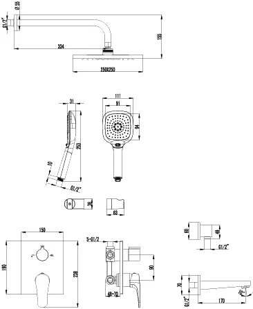 Душевой комплект Lemark Shift встраиваемый LM4322C (детальная фотография), душевые комплекты, наборы