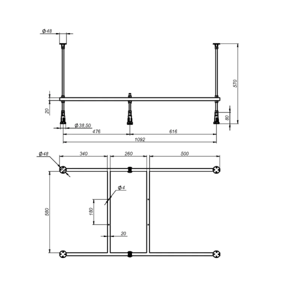 Каркас для ванны Am.Pm X-Joy 120х70 см универсальный W00A-120-070W-R (детальная фотография), по запросу