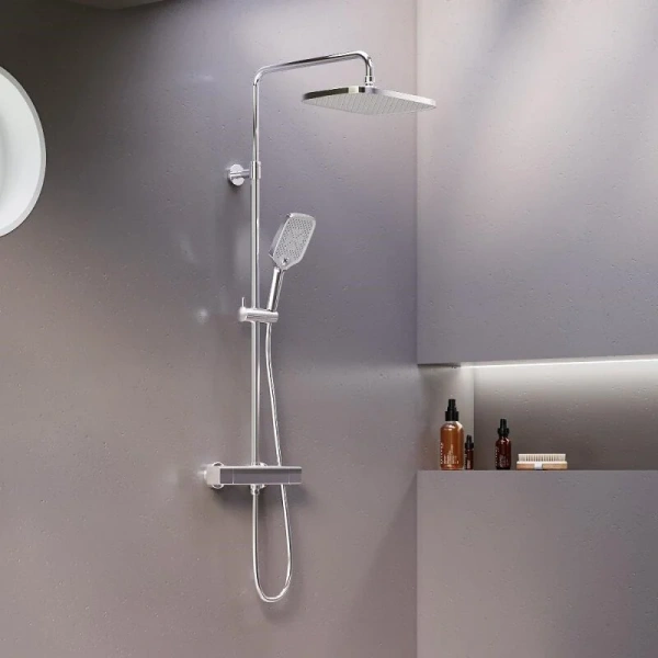 Душевая стойка Damixa Gala 953800 с термостатом (детальная фотография), с тропическим душем