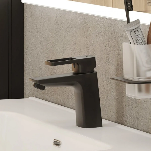 Смеситель для раковины IDDIS Bild однорычажный черный матовый BILBL00i01 (детальная фотография), современные, hi-tech