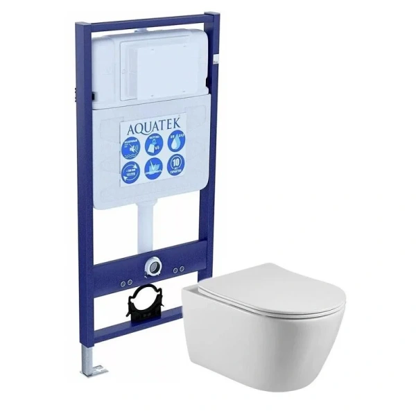Унитаз с инсталляцией Акватек Бетта безободковый Set AQUATEK БЕТТА (детальная фотография)