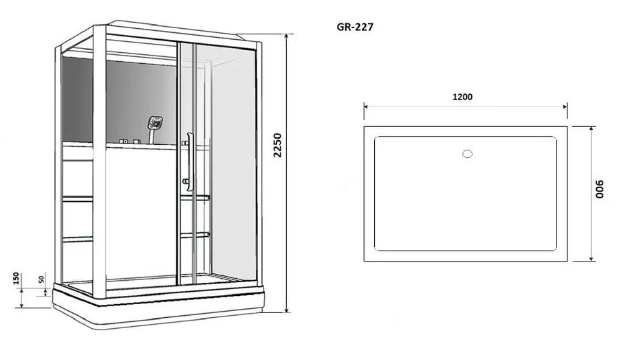 Душевая кабина Grossman 120x90 см левосторонняя GR227L (детальная фотография), прямоугольные
