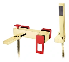 Смеситель для ванны Boheme Q золото/красный