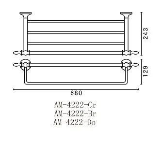 Полка-полотенцедержатель для ванной, золото, Art&Max Bohemia AM-E-4222-Do (детальная фотография), в наличии