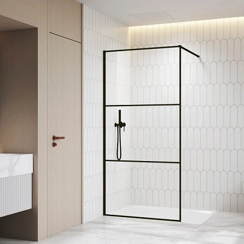 Душевая перегородка RGW Walk In WA-09B 120 см профиль черный, стекло прозрачное - фото 3