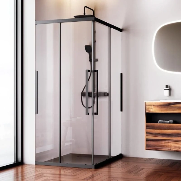 Душевой уголок Am.Pm Func 120x90 см профиль черный, стекло прозрачное W84G-403-12090-BТ (детальная фотография), современные, hi-tech