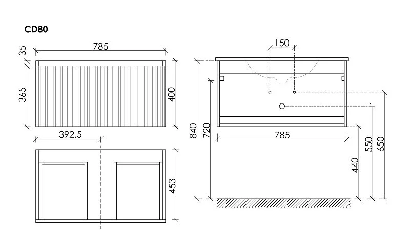 Тумба под раковину подвесная Sancos Code 80 см серо-бежевая CD80GB (детальная фотография), в наличии