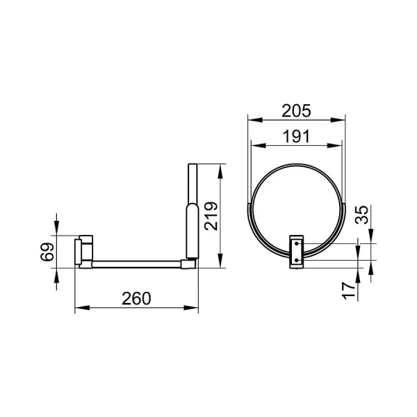 Зеркало поворотное двухстороннее, серебристый,  Keuco Plan 17649 170000 (детальная фотография), в наличии