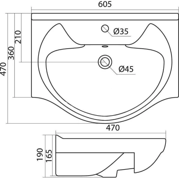 Раковина мебельная Style Line Байкал 60 см белая ЛС-00000143 (детальная фотография), в наличии