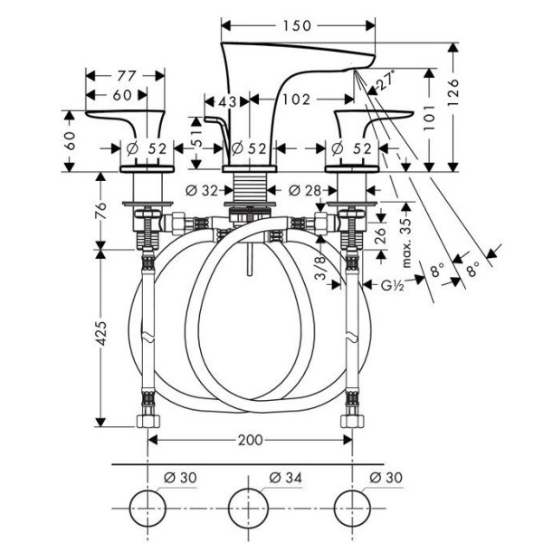 Схема (детальная фотография), для раковины