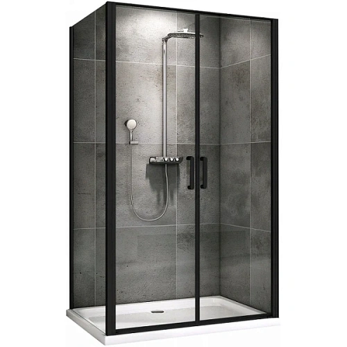 Душевой уголок Abber Sonnenstrand 100х100 см профиль черный - фото 2